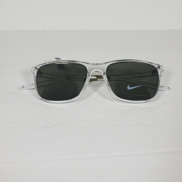 Nike Men's State Sunglasses Clear Frame, Green Chevron Swoosh Accent NEW - Picture 2 of 4